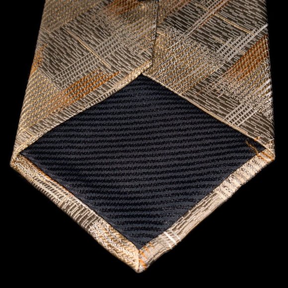 Philippe Ertu Brown Orange Abstract 100% Silk Men's Designer Tie - Picture 3 of 5